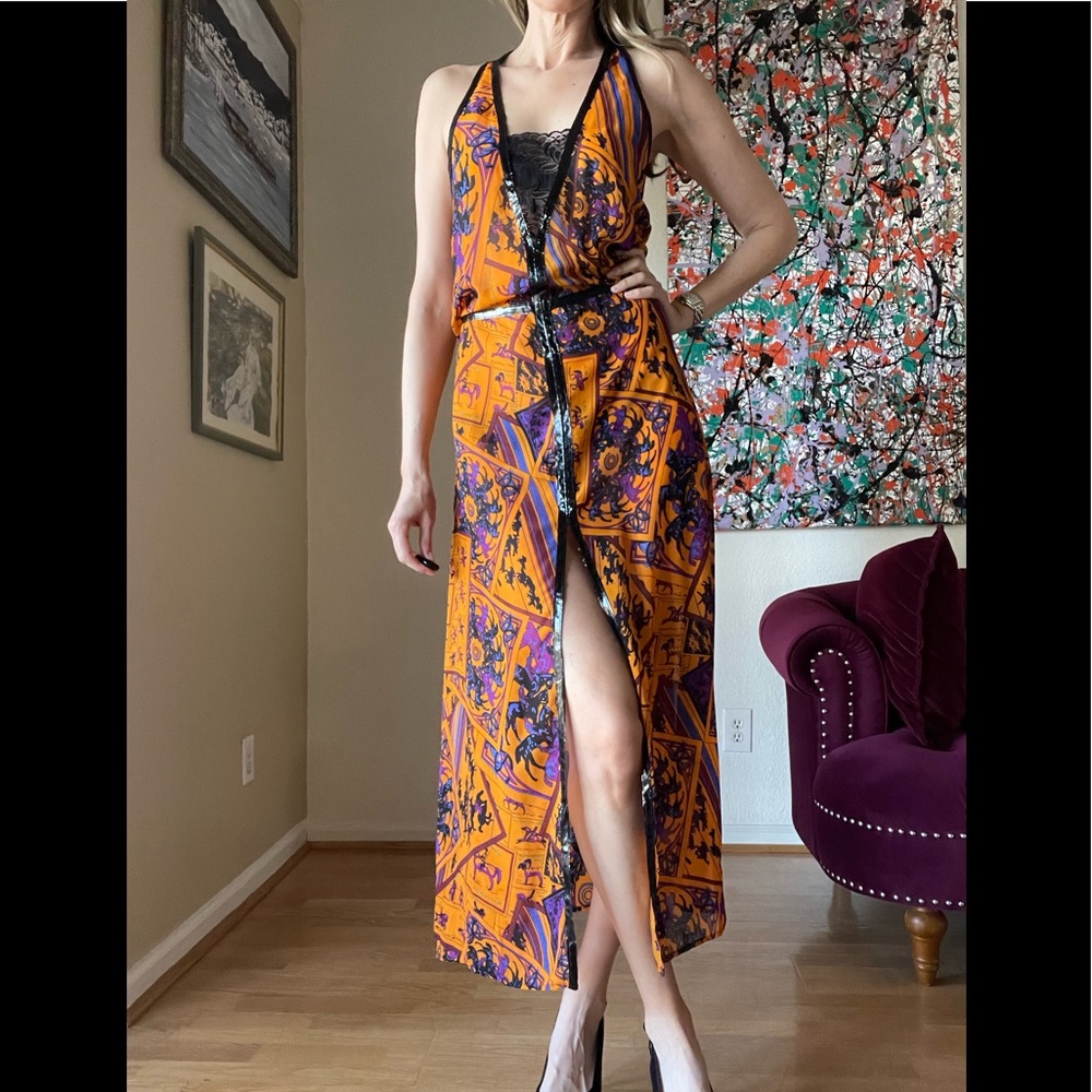 Equestrian Print Halter Coverup Dress